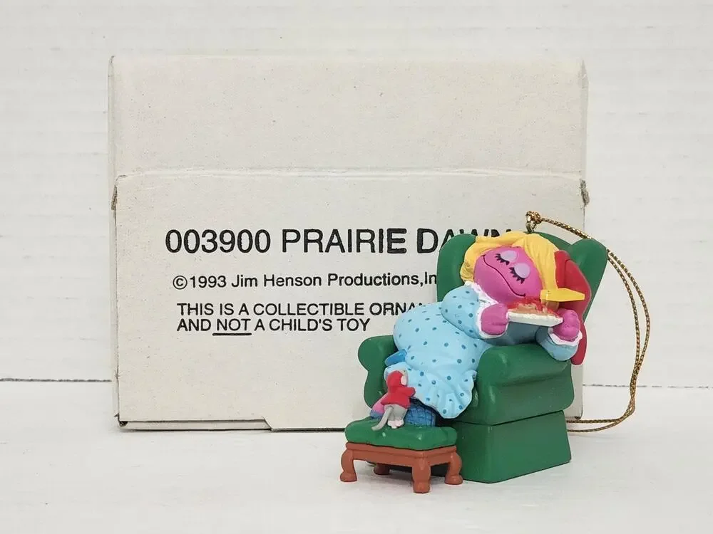 1993 Grolier Prairie Dawn Sesame Street Christmas Ornament Jim Henson Boxed